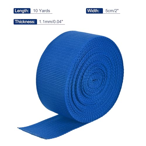 Image of MECCANIXITY Lightweight Polypropylene Webbing Strap 2 inch 10 Yard Backpack Strapping Band Blue for Outdoor Luggage Cargo Straps
