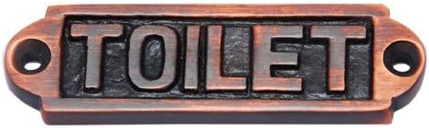 Adonai Hardware Small "TOILET" Brass Door Sign (Antique Copper)