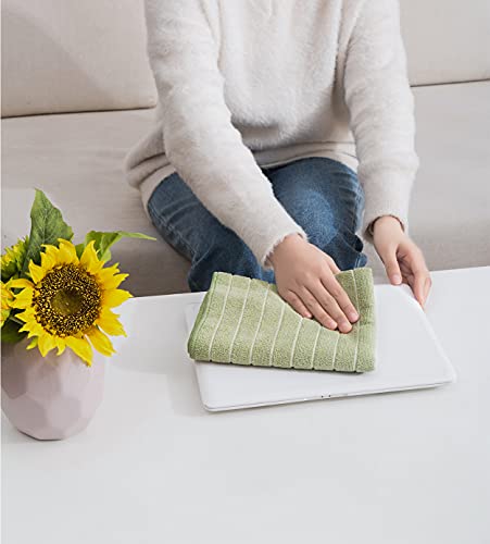 Hyer Kitchen Microfiber Kitchen Towels, Stripe Designed, Super Soft And Absorbent Dish Towels, Pack Of 8, 18 X 26 Inch, Green And White #TOP6