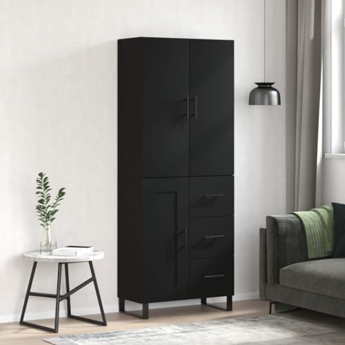 BOWEKAM Home & Garden-Highboard negro 69,5 x 34 x 180 cm, elección de muebles de madera