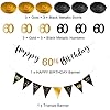 60th Birthday Decoration Kit, Happy 60th Birthday Banner Bunting Swirls Streamers, Triangle Flag Banner for Birthday Party Decorations Supplies Black and Gold 60th