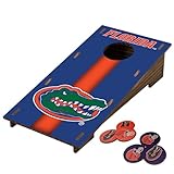 University of Florida Gators Desktop Cornhole Set with Brown Wood Grain Design & Team Logo by Fan Creations – Mini Novelty Game for Workplace, Home, or Dorm – Easy One-Time Assembly – Stress Relief
