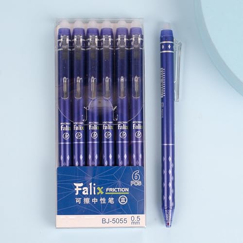 MOZXIRZ 6 bolígrafos de tinta gel azul borrables 0.5 mm miniatura 5