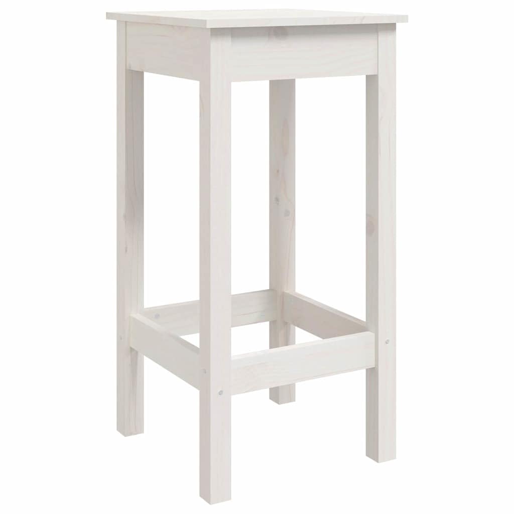 Ensemble de Bar de Jardin 5 Pièces en Bois de Pin Massif Blanc, Mange-Debout Extérieur avec 1 Table Haute 121cm et 4 Tabourets de Bar pour Terrasse et Balcon