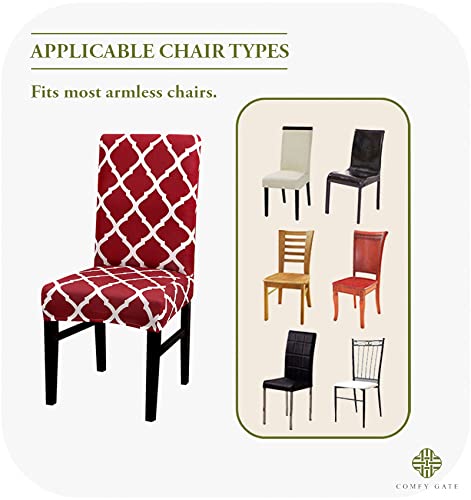 Comfy Gate 4,6,8 Pc Dining Room Chair Slipcovers, 4Pc Machine Washable Dining Table Chair Protector, Parson Chair Slipcovers, Spandex Kitchen Chair Covers For Dining Room Set Of 4,6,8, Wine Red Plaid #TOP6