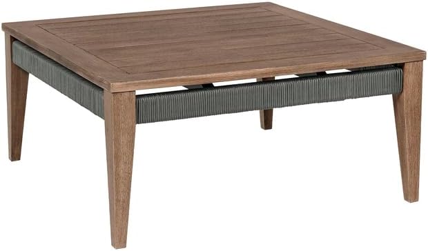 HomeStock Patio Coffee Table - Weathered Eucalyptus Wood - Outdoor Table for Deck & Porch - Modern Rustic Design