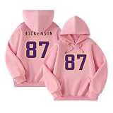 Shxinet T.J. HOCKENSON Hoodie sweatshirt Tshirt Jersey Football pink Cotton Fleece Brushed Soft US Sizing, Kangaroo Pocket for Men's Sports Casual