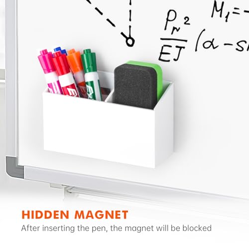 Image of BEYGORM Magnetic Dry Erase Marker Holder for Whiteboard & Refrigerator | Non-slip Acrylic Pen Holder for Classroom, Fridge Magnet, Locker Organizer Accessories, Teacher & School Supplies(White)