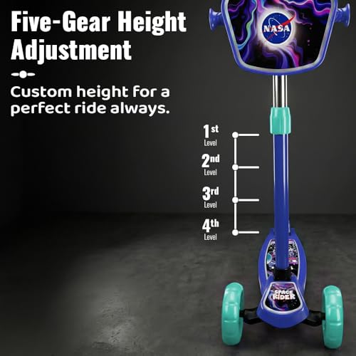 Image of StarAndDaisy X NASA Kick Scooter for Kids 3+ Years, Foldable Skate Scooter for Children Boys & Girls with Multi-Level Height Adjustment, LED Wheels & Brakes -(Officially Licensed) Blue