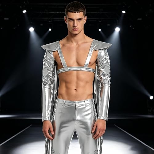 Arnés de pecho medieval punk hombre ajustable para corregir postura en disfraz 5