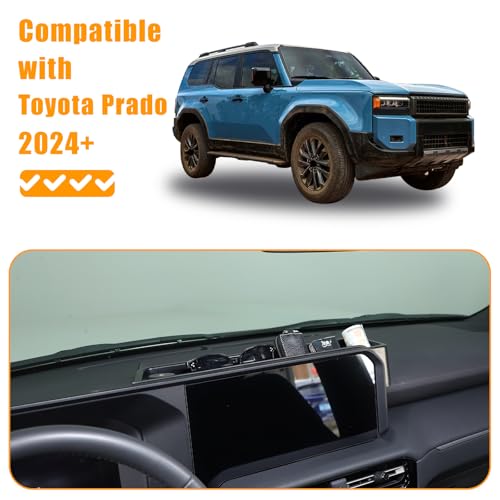 Center Console Dash Organizer Tray Compatible with Toyota Land Cruiser 250 Prado 2024 2025 2026 Navigation Screen Rear Insert Auxiliary Storage Box,Phone Holder Accessories (Style F (Without bracket)) by LLKUANG - Used condition - Image 4