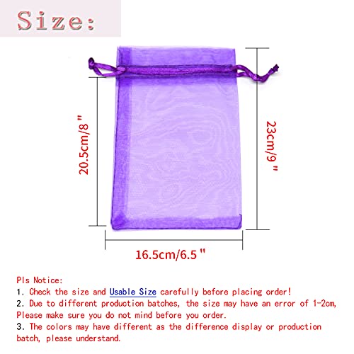 Image of Dealglad 50pcs Drawstring Organza Jewelry Candy Pouch Christmas Wedding Party Favor Gift Bags (7x9, Purple)