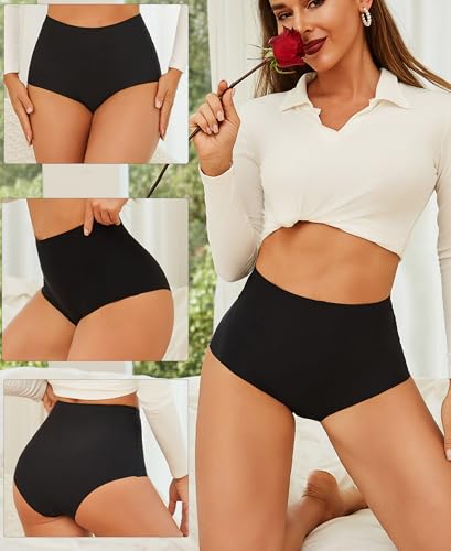 FINETOO Seamless Underwear for Women High Waisted Womens Underwear Cheeky Bikini No Show Briefs Ladies Panties 6 Pack2