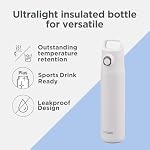 TIGER Water Bottle 16.9 oz (500ml), Ultra-Light Vacuum Insulated Travel Mug with Slanted Handle, One-Push Leak-Proof Lid, 18/8 Stainless Steel, MTA-J050WH, Smoke White - Image 4