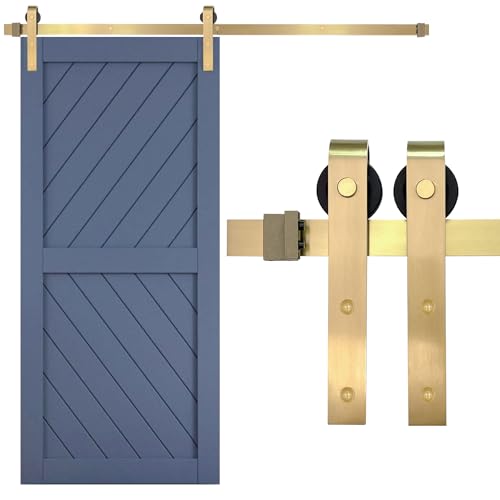 Rio Salto Gold Barn Door Hardware Kit Adjustable Length up to 6ft 7in (36"-79") Sliding Hardware Modern Interior Gold Barn Panel 1 Panel Light Gold NO Door by Rio Salto - Used condition - US$93.84
