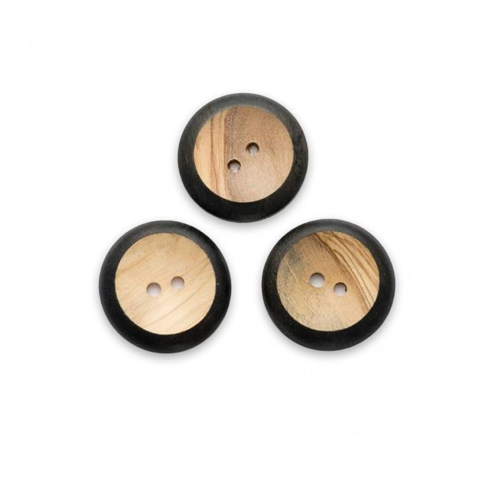 Minerva Botones redondos de madera con borde quemado marrón (paquete económico) de 20 mm – por paquete de 100
