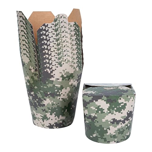 Restaurantware 26 oz Paper Camouflage Noodle Take Out Container, 50 Ct