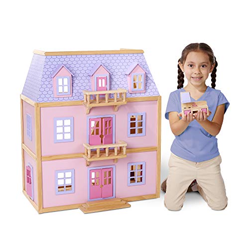 Melissa & Doug Multi-Level Wooden Dollhouse With 19 pcs Furniture