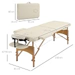 HOMCOM Lit/Table de Massage cosmetique Pliable en Bois 2 Zones crème