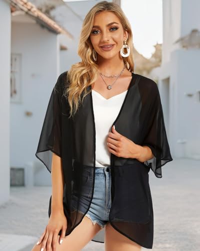 Womens Kimono Beach Cover Up Chiffon Cardigan Floral Tops Loose Capes