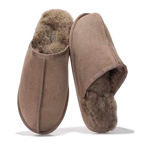 Image of Project Cloud Men's 100% Genuine Leather Shearling Memory Foam Slippers | Genuine Shearling Lining and Lightweight Non-Slip Indoor & Outdoor Wear Slippers for Men - Water-Resistant Mens Slippers