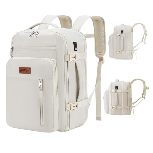 YOKGO Ryanair Cabin Bags 40x30x20 Underseat for Ryanair Wizz Air Expandable to 40x30x25 Travel Cabin Bags Carry-ons Bag 30L Hand Luggage Backpack With 15.6" Laptop Compartment for Mens Womens White