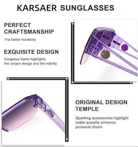 Image of Karsaer Oversized Square Flat Top Shield Sunglasses One Piece Frameless Stylish Women Men UV400 E1037