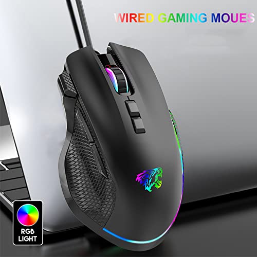 Tenmos N01 Wired Gaming Mouse,Rgb Backlit Ergonomic Mice 8 Programmable Buttons Mouse With 6 Adjustable Dpi Up To 12800 Dpi For Windows Mac Pc Laptop (Black) #TOP7