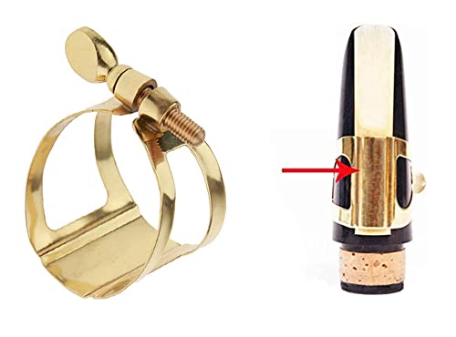 Jiayouy Brass Sax Ligature Tenor Saxophone Mouthpiece Ligature Fastener - Gold Plated #TOP2