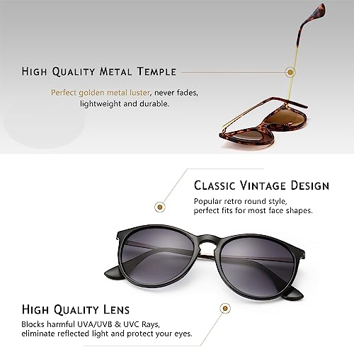 Image of SUNGAIT Premium Vintage Round Sunglasses for Women Men Classic Retro Style