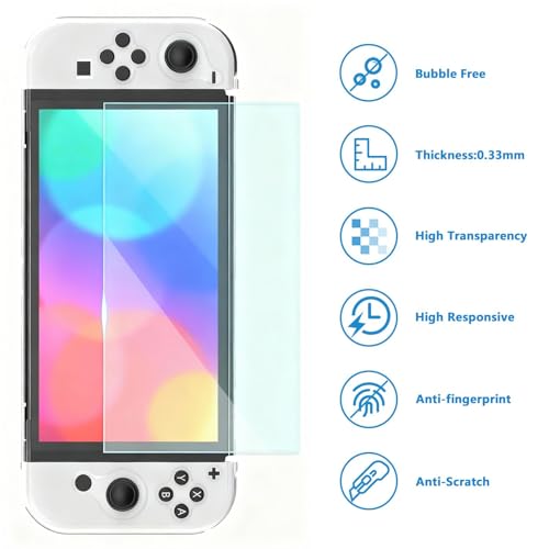 Teyomi® Funda compatible con Nintendo Switch OLED modelo 2021, accesorios Nintendo Switch con funda, protector de pantalla, funda transparente para Nintendo Switch OLED, funda para mango Joy-Con - imagen 9