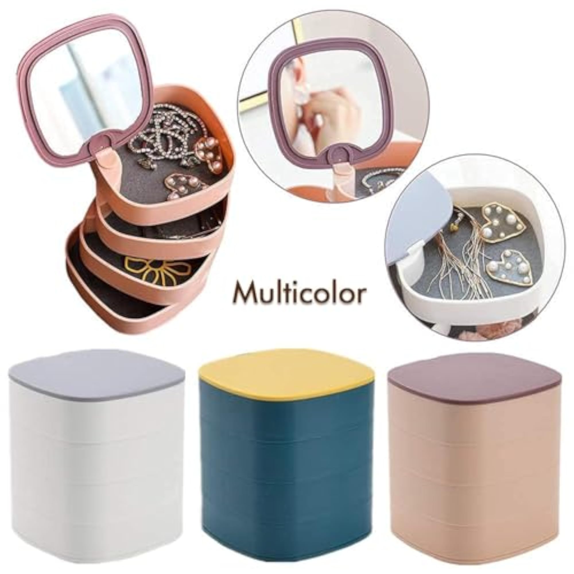360 Degree Rotating Jewelry Box with Mirror
