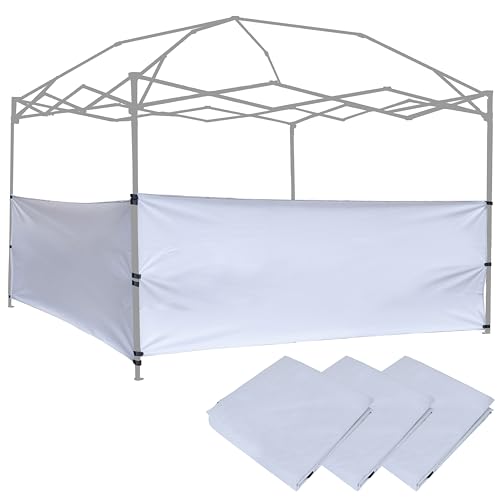 3pcs Half Sidewalls Panel for Pop Up Canopy Gazebo Tent Shelter 10'x10', 10'x15', 10'x20' Vertical Leg, 3 Half Walls Only,White