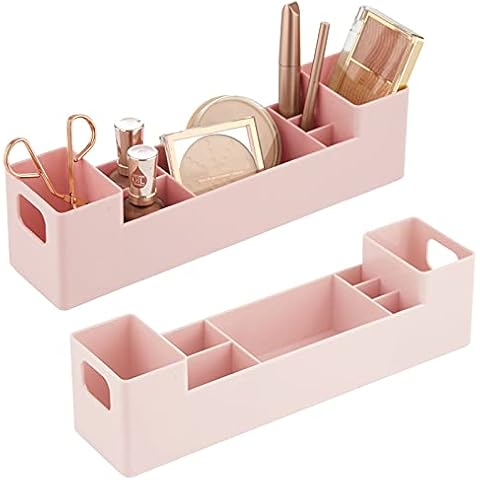 mDesign 2er-Set Medikamentenbox mit Griffen fürs Badregal - stapelbare Badablage mit 7 Fächern für Pflaster oder ätherische Öle - Medizinschrank aus BPA-freiem Kunststoff Cover