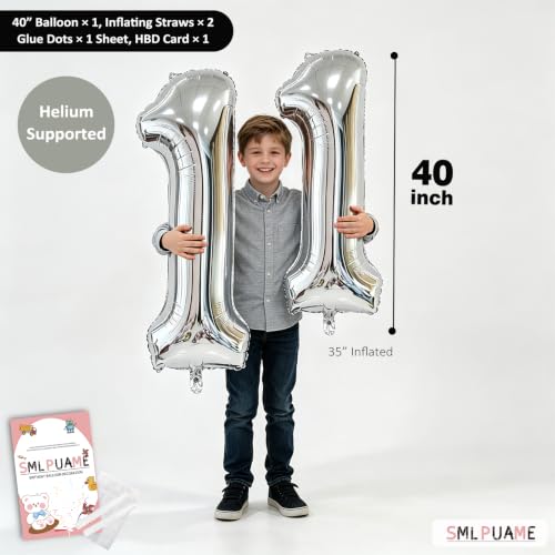 Image of 40 Inch Silver Number 1 Balloon,1st Birthday Decoration Boys Girls