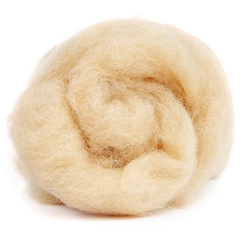 Image of Desert Breeze Distributing Maori Wool Carded Batting, 100% Natural New Zealand Wool Made by DHG in Italy for Needle Felting, 3.5 OZ, 27 Micron, Color Apricot Orange