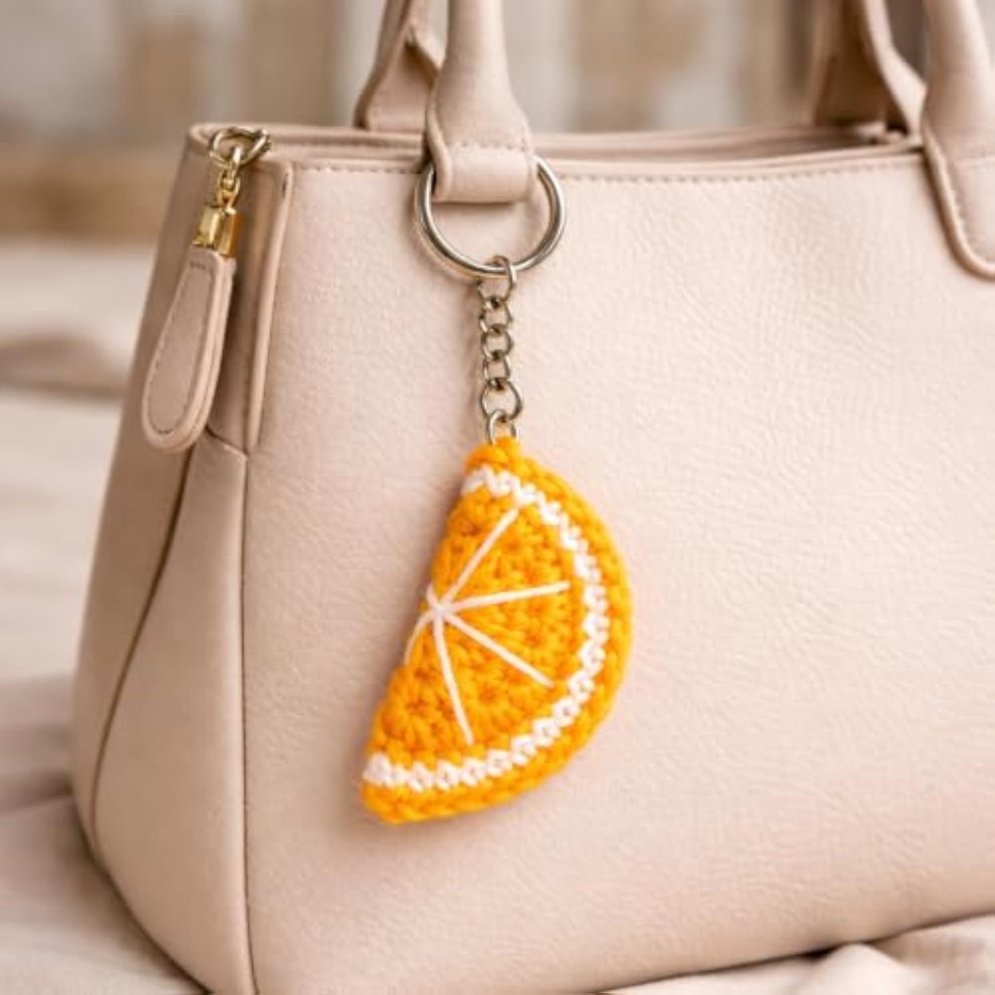 Crochet Orange Slice Keychain/Bag Charm