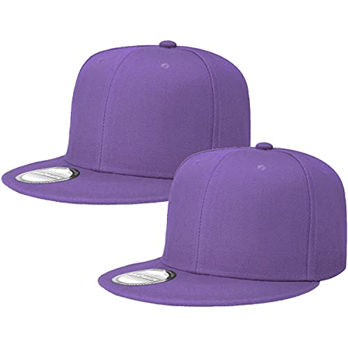 Image of Classic Snapback Hat Cap Hip Hop Style Flat Bill Blank Solid Color Adjustable Size