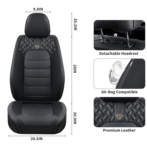 Image of FLORICH Seat Covers Full Set,Leather Seat Covers, Front and Rear Seat Cover 5 Seats, Waterproof Car Seat Cushion Protector Accessories for Sedan SUV Pick-up Truck(Black, Full Set)