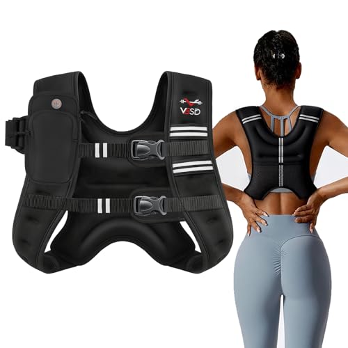 VBSD Weighted Vest Woman 25LB Weight Vest for Women Men Body Weight Vests for Walking Strength Training Running Workout Jogging Fitness Black
