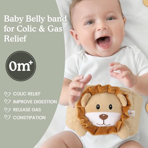 Image of Baby Colic and Gas Relief, Heated Tummy Wrap for Newborns Belly Relief by Soothing Warmth, Baby Heating Pad Swaddling Belt Relief & Soothe Gas, Colic and Upset Stomach in Babies and Toddlers (Lion)