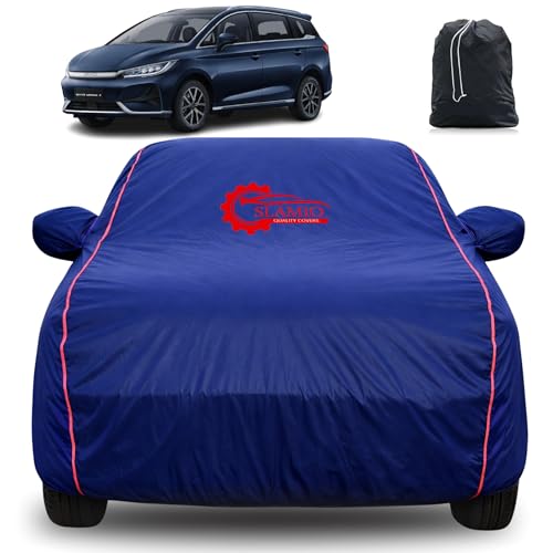 Image of 100% Waterproof Car Cover for BYD eMAX 7 | All-Weather, Dustproof & UV Protection | Heavy-Duty 3-Layer Fabric | Custom Fit with Mirror & Antenna Pocket | Navy Blue