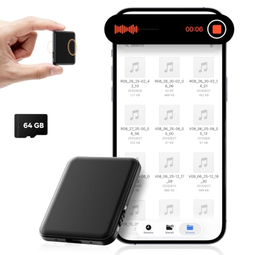 Image of Magnetic Voice Activated Recorder, 64GB(6000H) Recording Device | Voice Recorder, AI Noise Reduction, USB-C OTG Transfer, Long Battery Life, for Interviews, Class Notes and Work