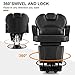 Artist hand Barber Chair Reclining Salon Chairs for Hair Stylist, Heavy Duty Stylist Hairdressing Shampoo Chair with Headrest and Footrest, 360 Degree Swivel, Spa Beauty Equipment, Black