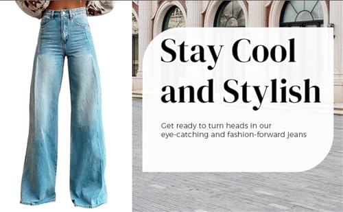 Flare Jeans for Women 2025 Wide Leg Casual Baggy Denim Pants High Waist Straight Leg Bell Bottom Trousers Pant with Pockets4