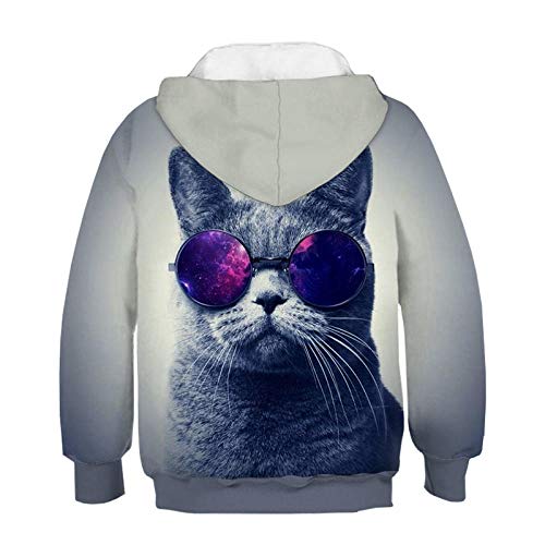 Sweat chat enfant imprimé 3D avec capuche en polyester souple pour printemps - 2