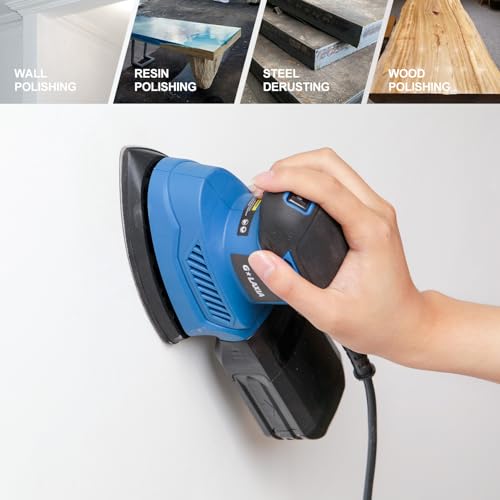 GLAXIA 130W Detail Sander, 13000RPM Compact Sander with Sandpaper 20pcs & Dust Collection, for Woodworking/Metal/Wall Polishing - Image 5