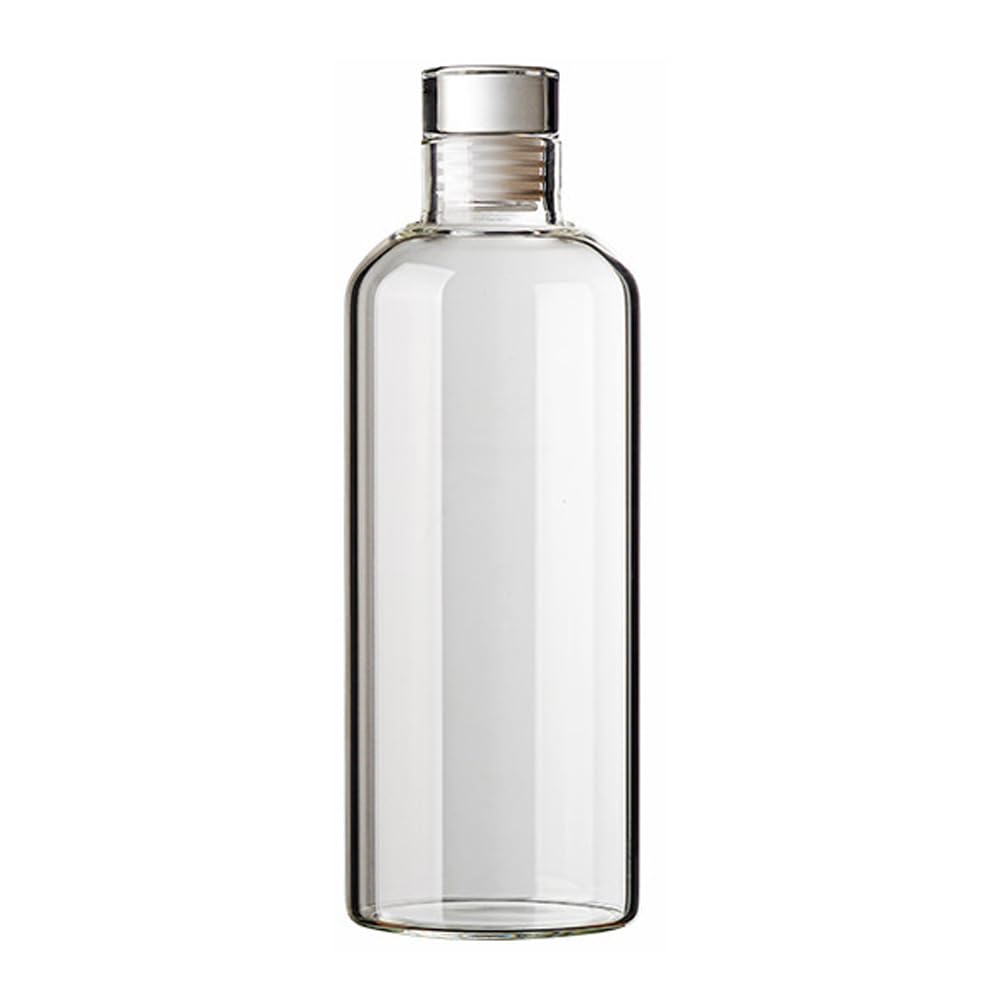 Vllcsla Glass Water Bottle 1000ml / 750ml / 500 ml, Leakproof Water Bottle with Time Marking Glass, Screw Top Glass Bottle Reusable, for Wine, Beverages, Liquids - Office Water Bottle Glass, 1000 ml