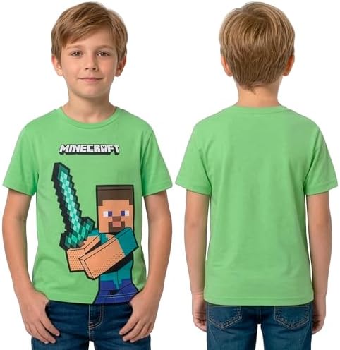 Minecraft Shirt for Boys, Gaming Summer Top for Kids, Multipack Boys Tshirts, Multicolored 6