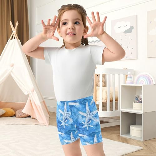 Blue Ocean Starfish Girls Shorts Elastic Waist Sports Shorts Girls Leggings Pants for 4-10 Years4